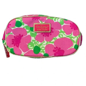 Lilly Pulitzer for Estee Lauder Pink Floral Travel Make-up Bag/Pouch 9x5 NWOT